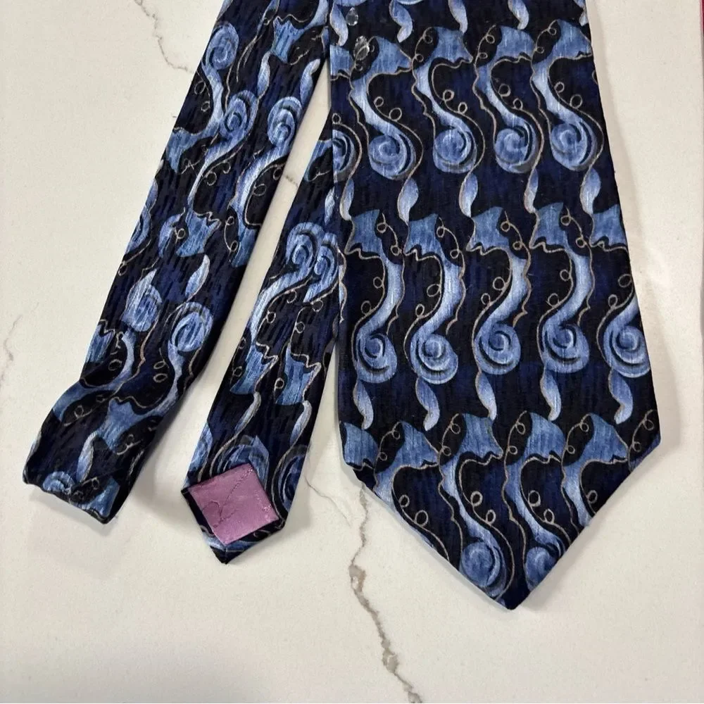 Jimmy V Peggy Fleming Blue Silk Geometric RBM Red Pair of Men's Classic Neckties